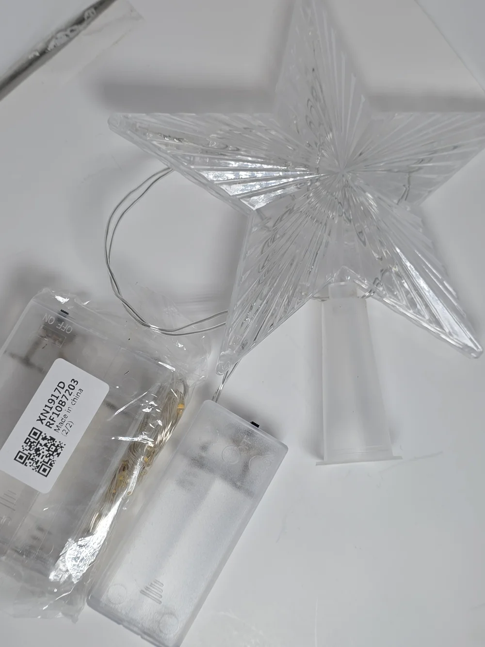 Clear Light-Up Star Tree Topper with Battery Pack - Clear